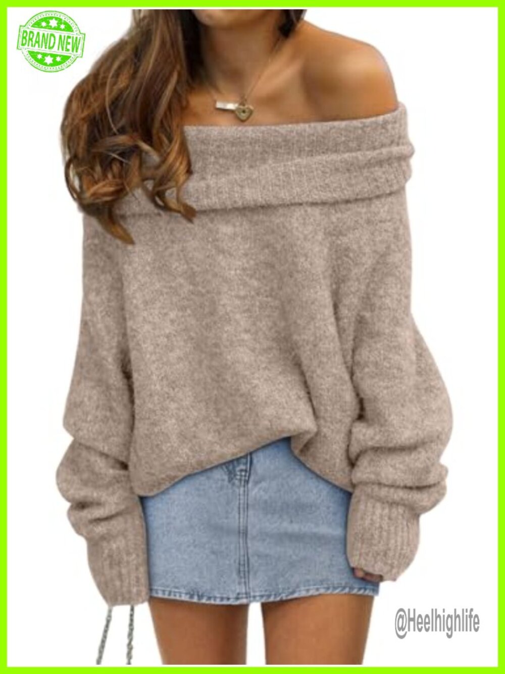 Off The Shoulder Oversized Sweater Pullover Loose Fit Long Sleeve Fall Winter